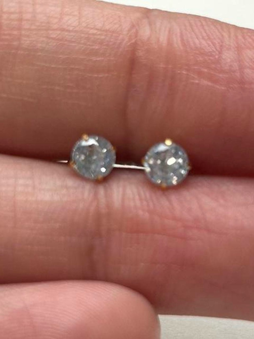 Gold Prong Clear Sparkle Stud Earrings - Women Jewelry